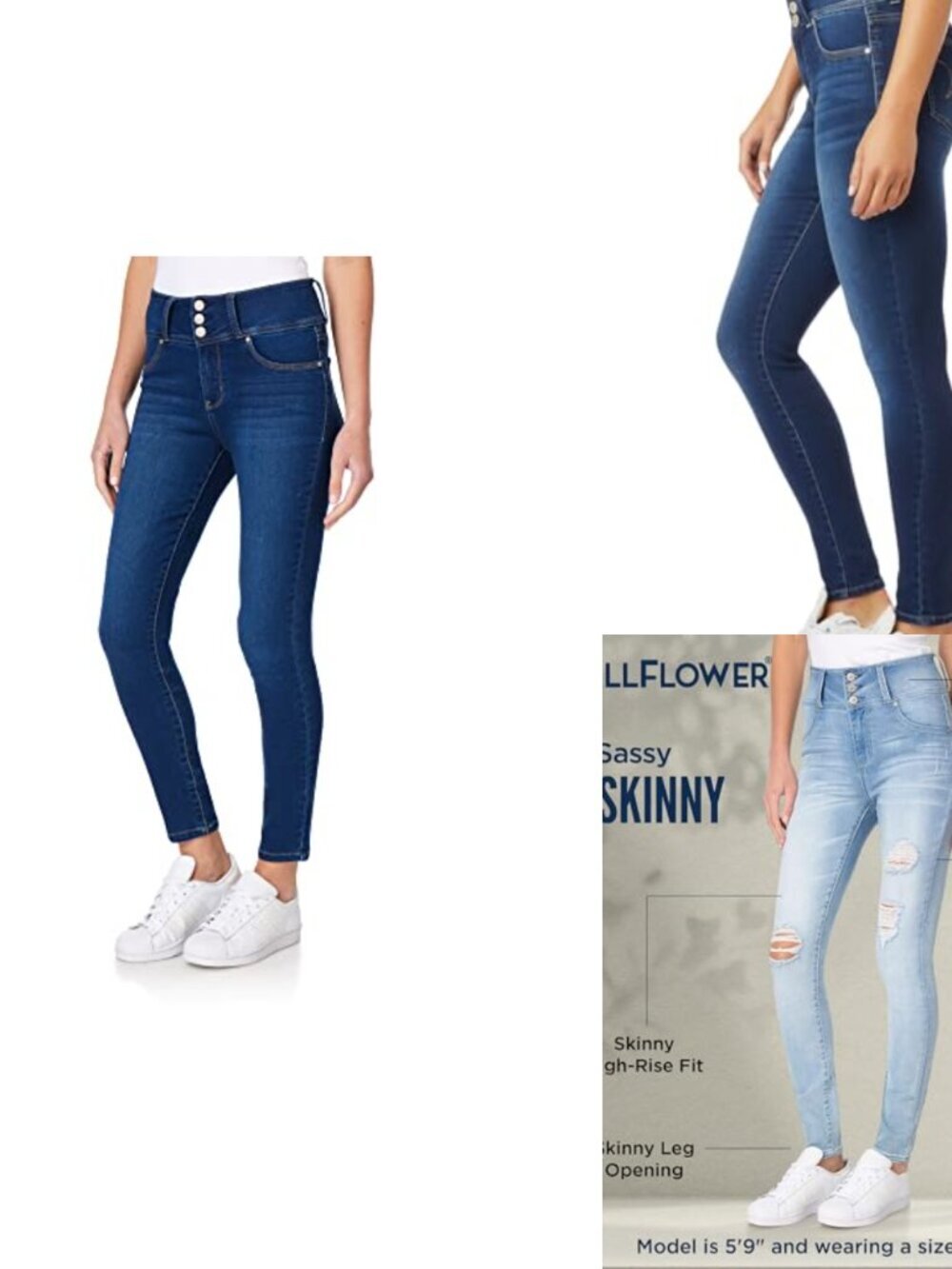 High-Rise Skinny Stretch Jeans with 5 Pockets